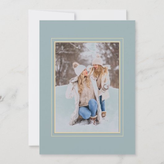 モダンほこりっぽい青い金ゴールドの葉のフォトフレーム (裏面)