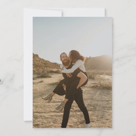 モダンほこりっぽい青シック5枚の写真ス結婚クリプト 招待状 (裏面)