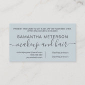 モダンほこりっぽい青プロフェッショナルタイポグラフィ 割引カード (裏面)