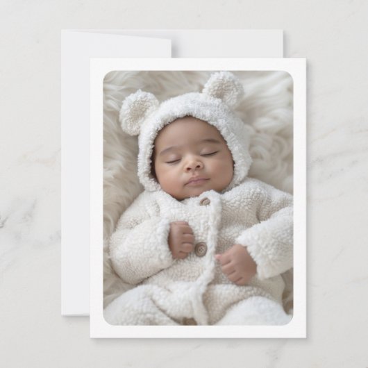 モダンほこりっぽい青新生児誕生写真 案内状 (正面)