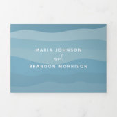 モダンほこりっぽい青海波写真結婚の 三つ折り招待状 (カバー)