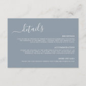 モダンほこりっぽい青結婚書道の詳細 エンクロージャーカード (正面)