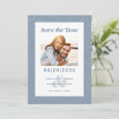 モダンほこりっぽい青 |写真の日付を保存 セーブザデート (スタンド正面)