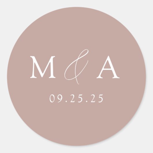 モダンほこエレガントのバラモノグラム結婚ズ ラウンドシール (正面)