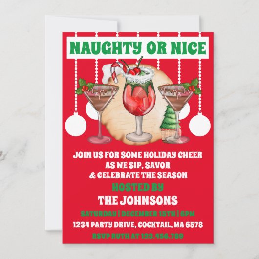 モダンまいけなたは素敵なクリスマスカクテルパーティー 招待状 (正面)