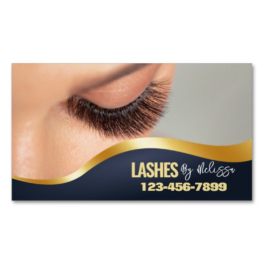 モダンまつ毛エクステンション美しいメイクアップアーティストラッシュ マグネット名刺 (正面)