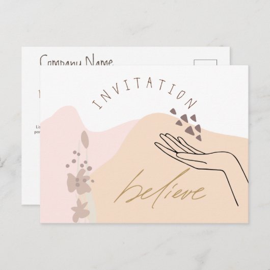 モダンやる気を起こさせるイベント招待状 インビテーションポストカード (正面/裏面)