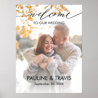 モダンようこそ結婚サインの写真 ポスター