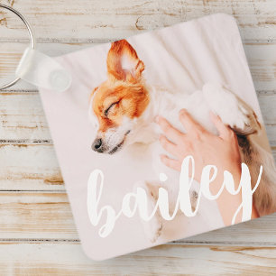 モダンよくはしゃぐシンプルエレガントChic Pet Photo キーホルダー