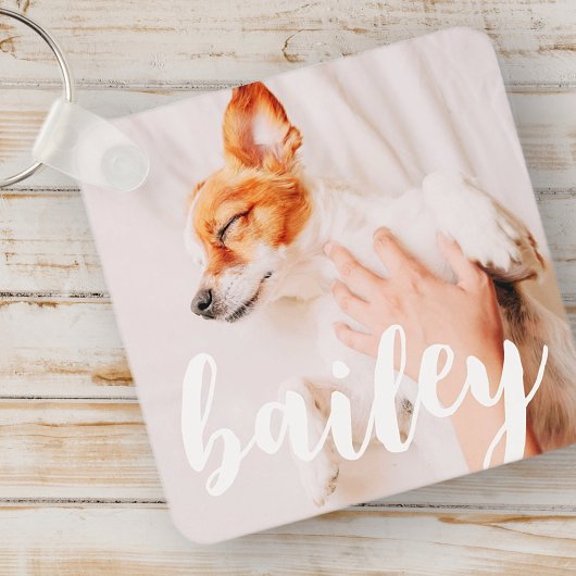 モダンよくはしゃぐシンプルエレガントChic Pet Photo キーホルダー