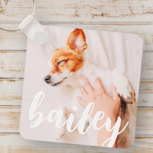 モダンよくはしゃぐシンプルエレガントChic Pet Photo キーホルダー