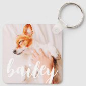 モダンよくはしゃぐシンプルエレガントChic Pet Photo キーホルダー (裏面)