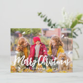 モダンよくはしゃぐシンプルGreetings Leaf家族の写真 シーズンカード (スタンド正面)