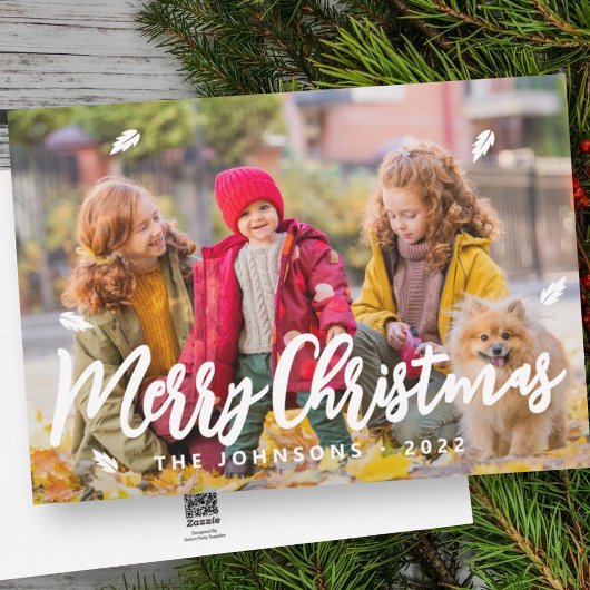 モダンよくはしゃぐシンプルGreetings Leaf家族の写真 シーズンカード