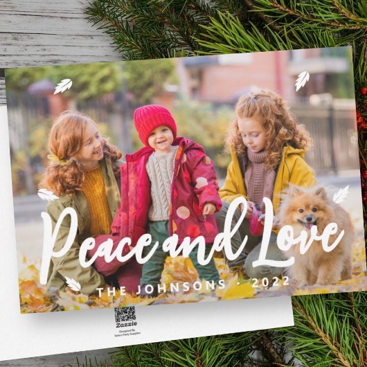 モダンよくはしゃぐシンプルGreetings Leaf家族の写真 シーズンカード