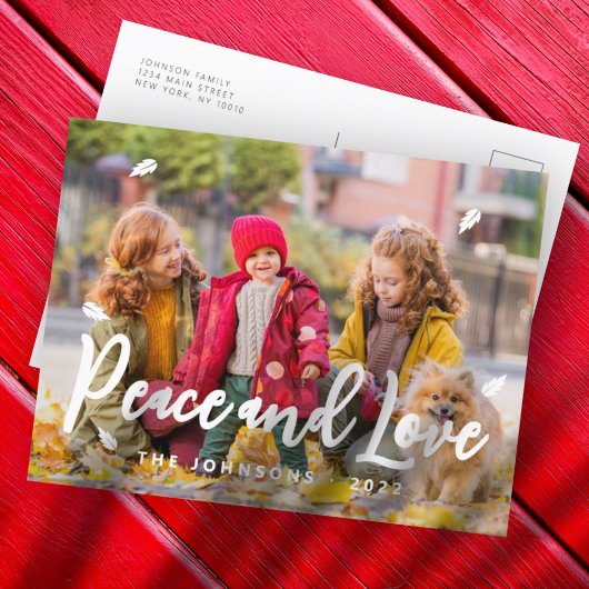 モダンよくはしゃぐシンプルGreetings Leaf家族の写真 シーズンポストカード