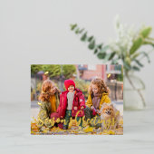モダンよくはしゃぐシンプルGreetings Leaf家族の写真 箔シーズンポストカード (立ち正面)