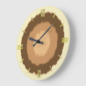 モダンろうけつ染め円 – 茶色とベージュ ラージ壁時計 (傾斜)