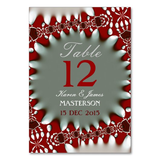 モダンろうけつ染め赤+白結婚の表番号カード テーブルナンバー (裏面)