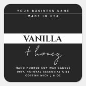 モダンろうそく白黒ラベル スクエアシール (正面)