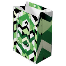 モダンわさびグリーンのブロックチェブロン柄ギフト