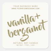 モダンアイボリーろうそく製品ラベル スクエアシール (正面)