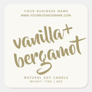 モダンアイボリーろうそく製品ラベル スクエアシール