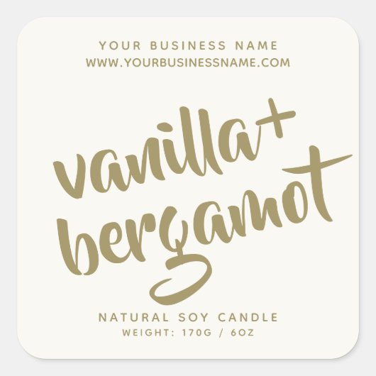 モダンアイボリーろうそく製品ラベル スクエアシール (正面)