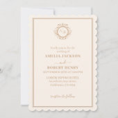 モダンアイボリーオレンジマルーンフローラ秋の結婚式 招待状 (正面)