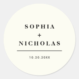 モダンアイボリークリームエレガミニマルントウェディング ラウンドシール