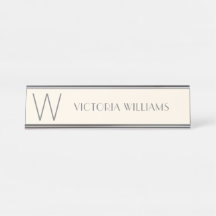 モダンアイボリーグレーのミニマルなモノグラム名