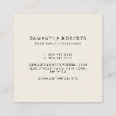 モダンアイボリーシンプルロゴの追加 スクエア名刺 (裏面)