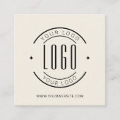 モダンアイボリーシンプルロゴの追加 スクエア名刺 (正面)