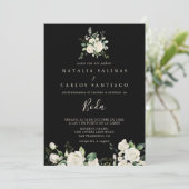 モダンアイボリースペインのフローラ前結婚後 招待状 (スタンド正面)
