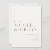 モダンアイボリータンシンプルシック結婚式招待状 招待状 (正面)