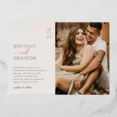 モダンアイボリーバラ金ゴールド2光結婚箔 箔招待状 (正面)