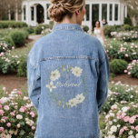 モダンアイボリーフローラスクリプパーソナライズされたトBridesmaid デニムジャケット<br><div class="desc">与えお前のブライダルパーティこの実用的なモダンフローラブリデスメイド・デニム・ジーン・ジャケット！バチェロレッテや特別な日に衣服するのに最適！デザインは、アイボリー、白および緑のフローラリースとスクリプトレタリングを示す。タイトルは、名前、メイド・オブ・オーナー（花嫁付き添い人）、名誉のマトロン、花の女の子、Jr.ブライドメイド、名前、または適合するその他のバリエーションに変更することができる。</div>