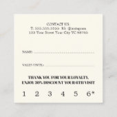 モダンアイボリーブラックライトイエロー美しいはっきりしたサロン ロイヤリティカード (裏面)