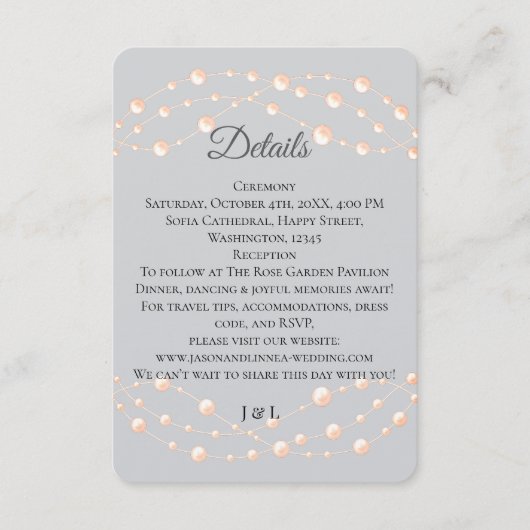 モダンアイボリーブラッシュロマンティックパールニュートラルウェディング エンクロージャーカード (正面)