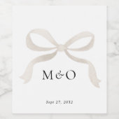 モダンアイボリーホワイトボウウォーター色モノグラム結婚ズ ワインラベル (シングルラベル)