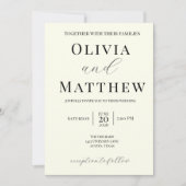 モダンアイボリーミニマリストスクリプト結婚式招待状 招待状 (正面)