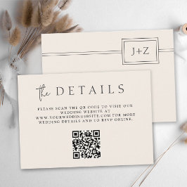 モダンアイボリーミニマルモノグラムQRコード詳細 エンクロージャーカード