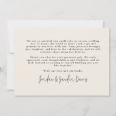 モダンアイボリーミニマル結婚主義モノグラム サンキューカード (裏面)