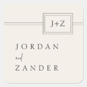 モダンアイボリーミニマル結婚主義モノグラム スクエアシール (正面)