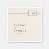 モダンアイボリーミニマル結婚主義モノグラム スタンダードカクテルナプキン (正面)