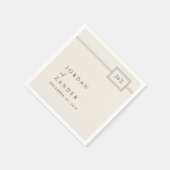 モダンアイボリーミニマル結婚主義モノグラム スタンダードカクテルナプキン (角)