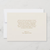 モダンアイボリーラインアートフローラエレガントな結婚式 サンキューカード (裏面)