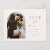 モダンアイボリー写真の保存日付 ポストカード (正面)