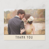 モダンアイボリー写真結婚の感謝はがき ポストカード (正面)