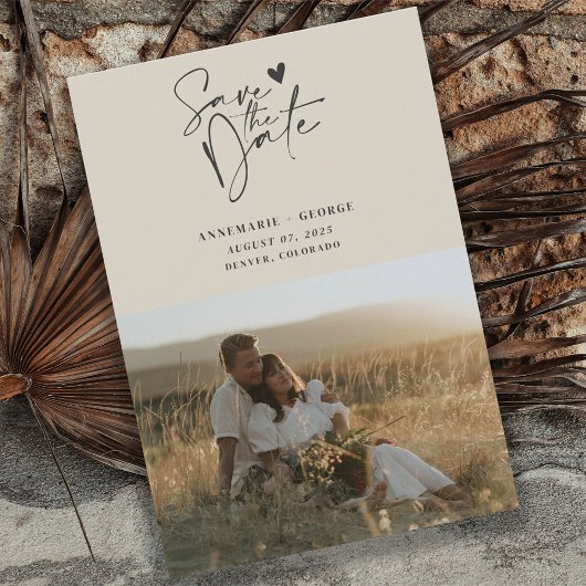 モダンアイボリー書道台本の写真 セーブザデート